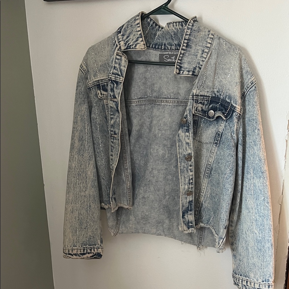 Stylish Denim Jacket with Glitter Accents